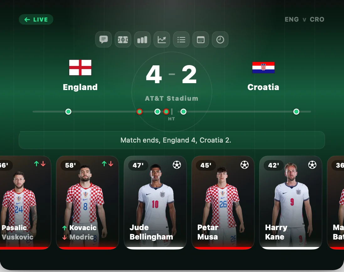 NotchScore live match view