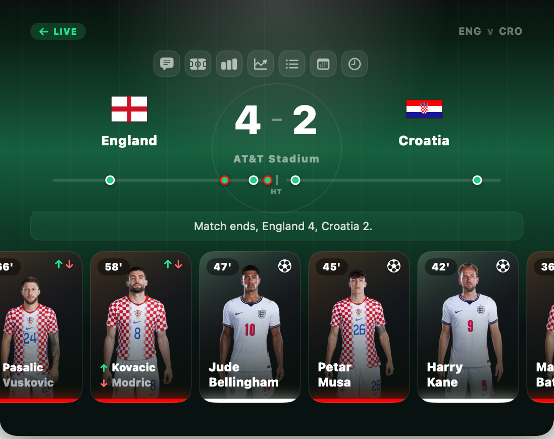 NotchScore live match view